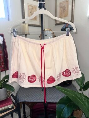 NWT Bailey Rose Cream Drawstring Skirt with Red Cord